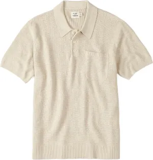 Huckberry Flint and Tinder Cotton Linen Sweater Polo Shirt, Mens Knit Polo Sweater, Breathable Weave, Garment Washed Softness