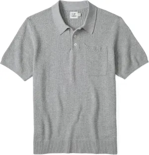 Huckberry Flint and Tinder Cotton Linen Sweater Polo Shirt, Mens Knit Polo Sweater, Breathable Weave, Garment Washed Softness