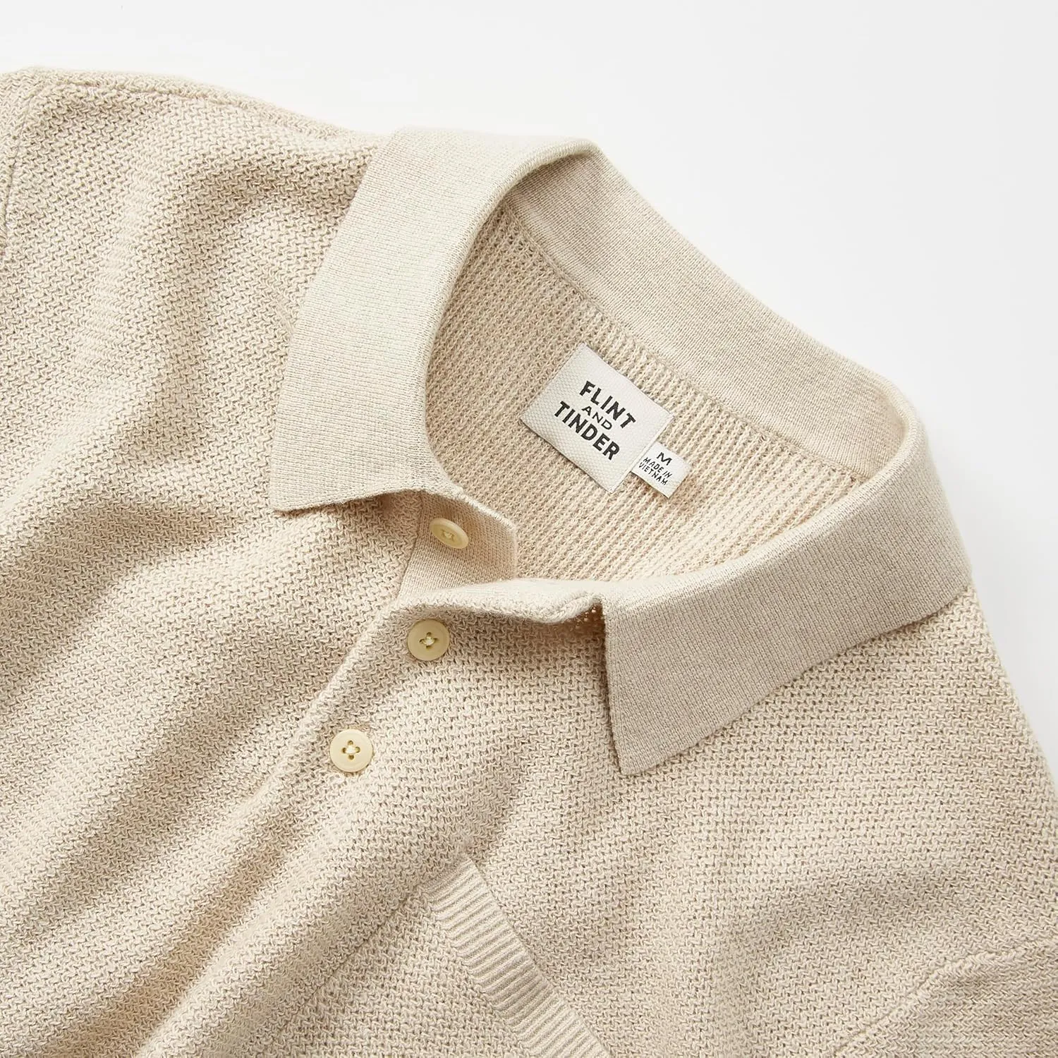 Huckberry Flint and Tinder Cotton Linen Sweater Polo Shirt, Mens Knit Polo Sweater, Breathable Weave, Garment Washed Softness