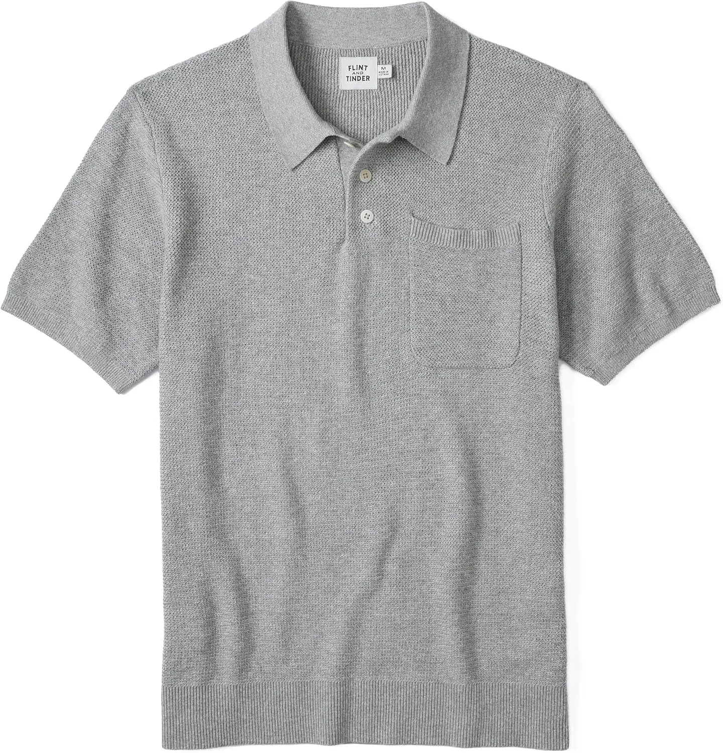 Huckberry Flint and Tinder Cotton Linen Sweater Polo Shirt, Mens Knit Polo Sweater, Breathable Weave, Garment Washed Softness