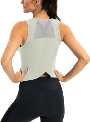 ICTIVE Workout Crop Tops for Women Yoga Cross Sleeveless Gym Mesh Back Running Tank Muscle Shirts