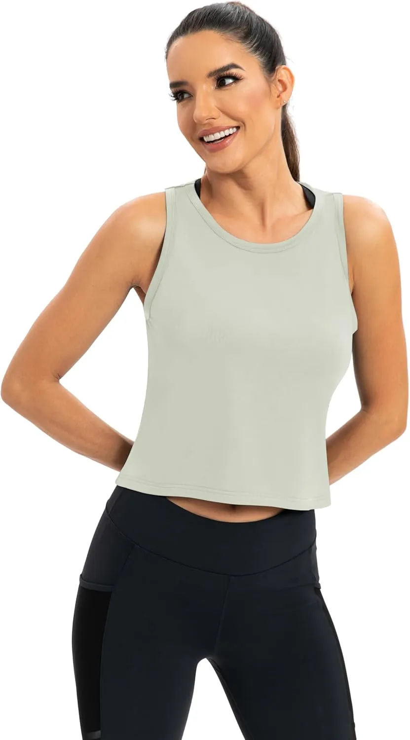 ICTIVE Workout Crop Tops for Women Yoga Cross Sleeveless Gym Mesh Back Running Tank Muscle Shirts
