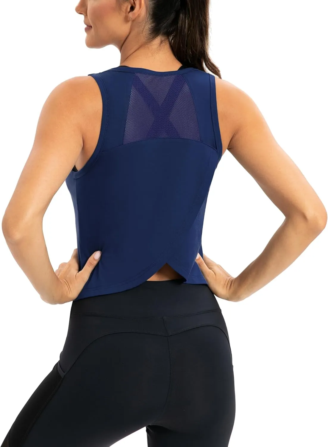 ICTIVE Workout Crop Tops for Women Yoga Cross Sleeveless Gym Mesh Back Running Tank Muscle Shirts