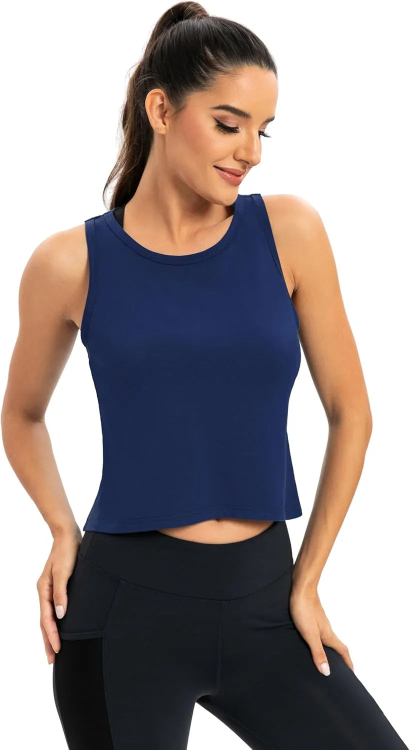 ICTIVE Workout Crop Tops for Women Yoga Cross Sleeveless Gym Mesh Back Running Tank Muscle Shirts