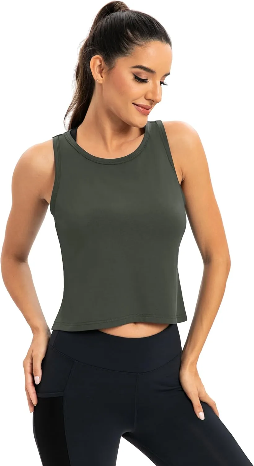 ICTIVE Workout Crop Tops for Women Yoga Cross Sleeveless Gym Mesh Back Running Tank Muscle Shirts