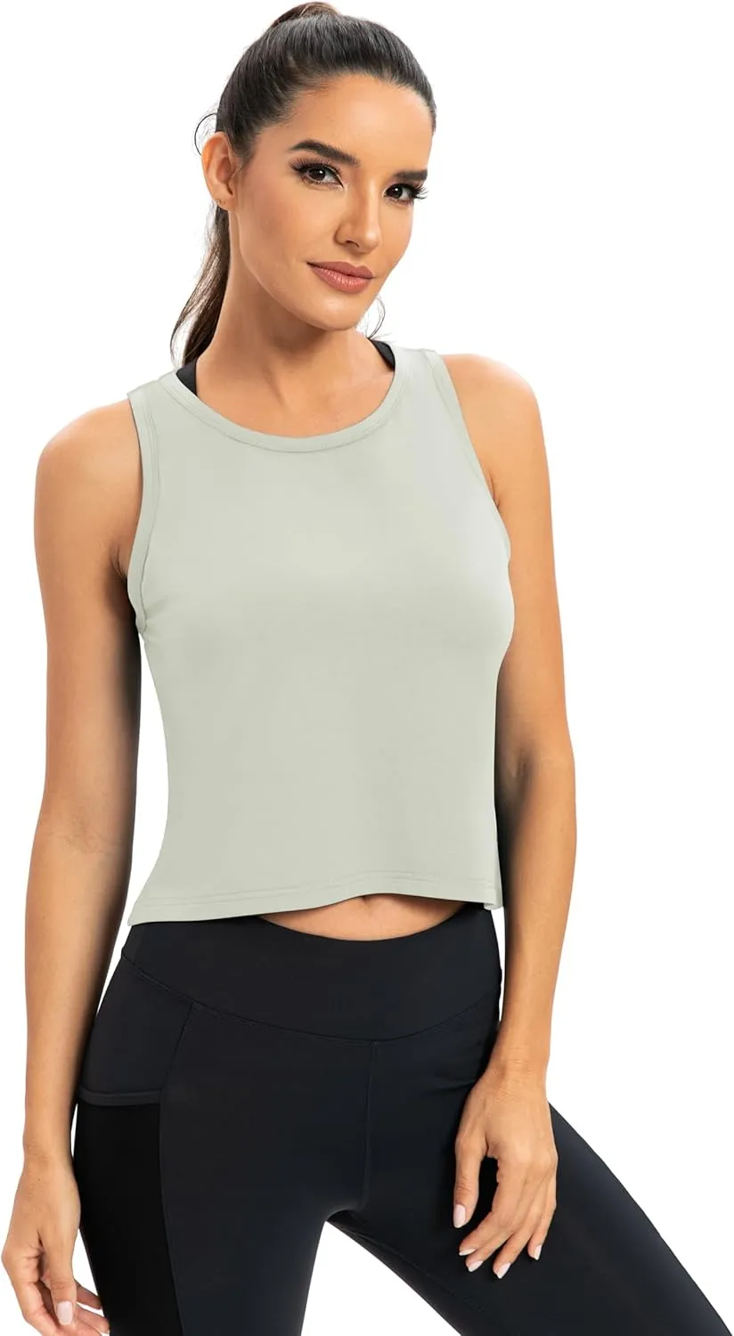 ICTIVE Workout Crop Tops for Women Yoga Cross Sleeveless Gym Mesh Back Running Tank Muscle Shirts