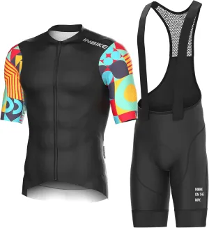 INBIKE Cycling Jersey Men Set Bib Shorts Set Breathable Bike Shirts Quick-Dry Bib Bicycle Jersey Biking Clothing Set