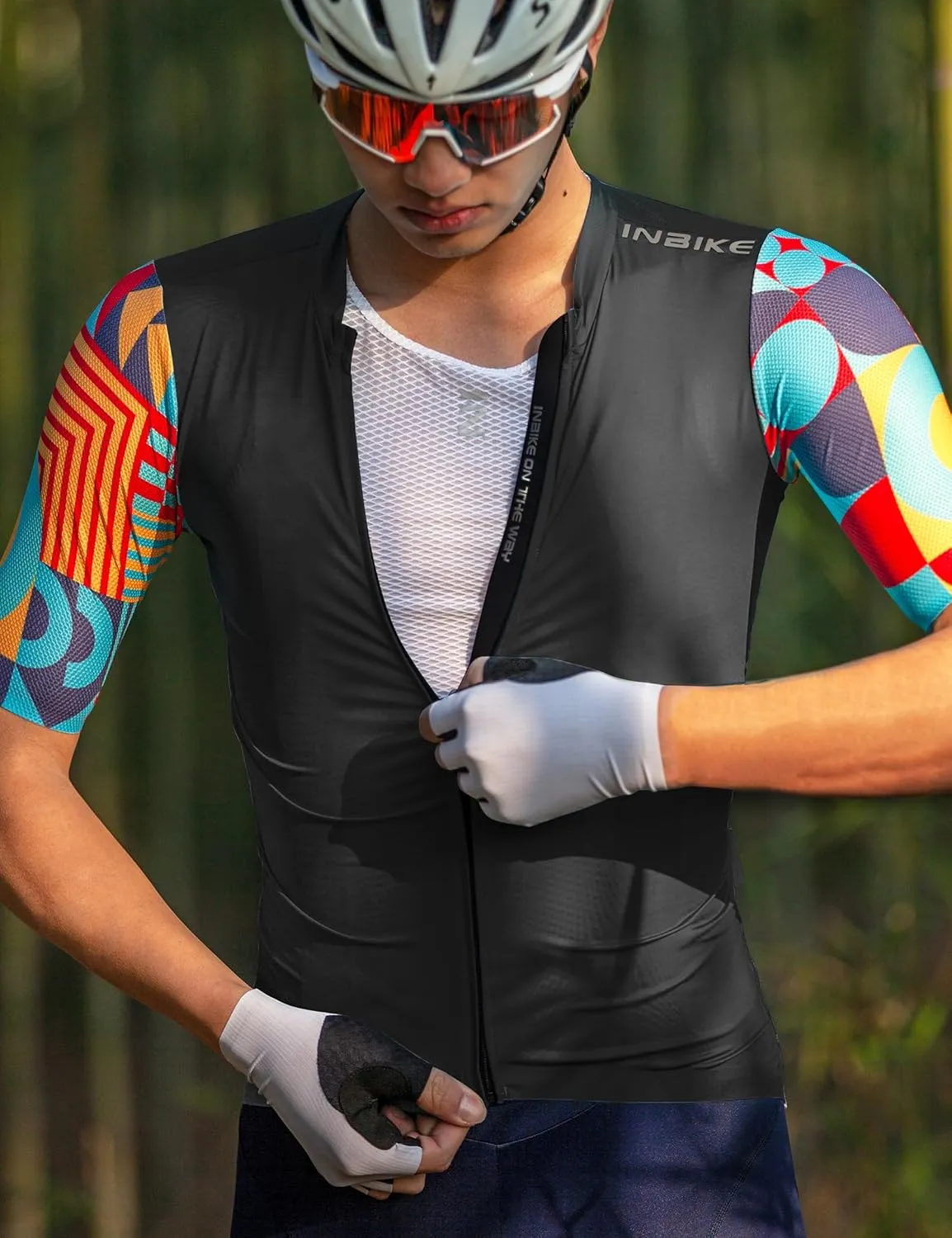 INBIKE Cycling Jersey Men Set Bib Shorts Set Breathable Bike Shirts Quick-Dry Bib Bicycle Jersey Biking Clothing Set