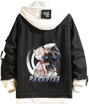 ISaikoy Anime Hells Paradise JigokuRaku Denim Jacket Long Sleeve Jeans Sweatshirt Sweater Hoodie