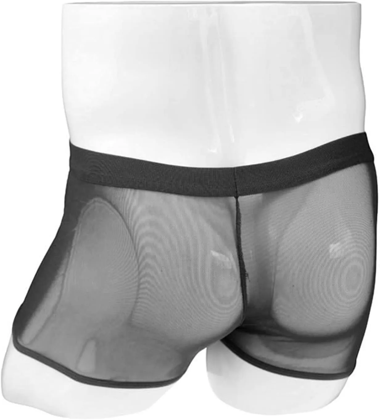 JEsilunmaMY Mesh Leather Boxers for Men Mid Waist Zip Pouch Underwear Lingerie See Through Breathable Briefs Sexy Panties
