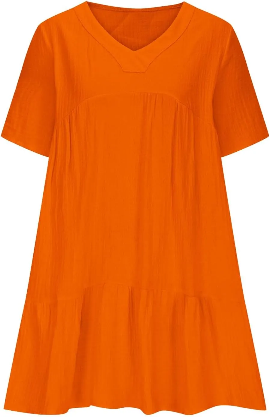 JOAU Women Summer Babydoll Dresses Cute Casual Short Sleeve V Neck Tiered Ruffle A Line Flowy Beach Mini Dress with Pockets