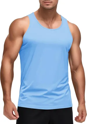 KEFITEVD Men's UPF 50  Tank Top Sleeveless Workout Swim Shirts Quick Dry Muscle Shirt for Bodybuilding Gym Beach