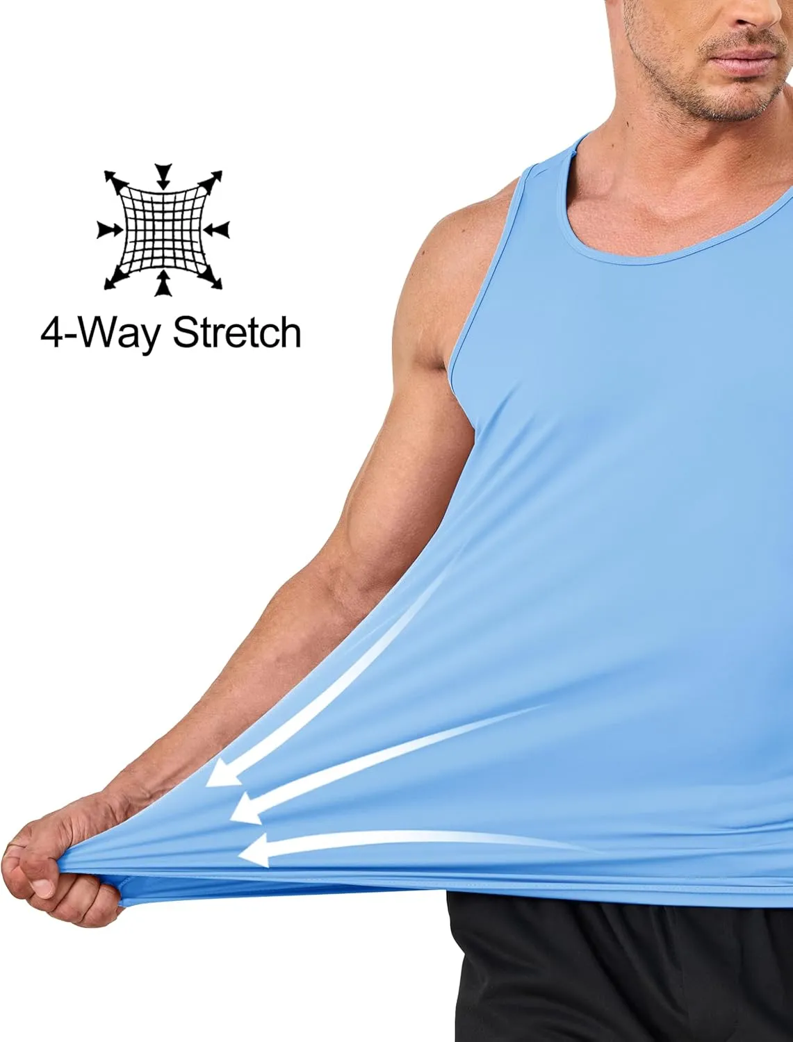 KEFITEVD Men's UPF 50  Tank Top Sleeveless Workout Swim Shirts Quick Dry Muscle Shirt for Bodybuilding Gym Beach