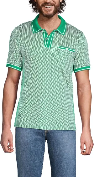 Lands' End Men's Short Sleeve Tipped Welt Pocket American-Grown Supima Cotton Polo