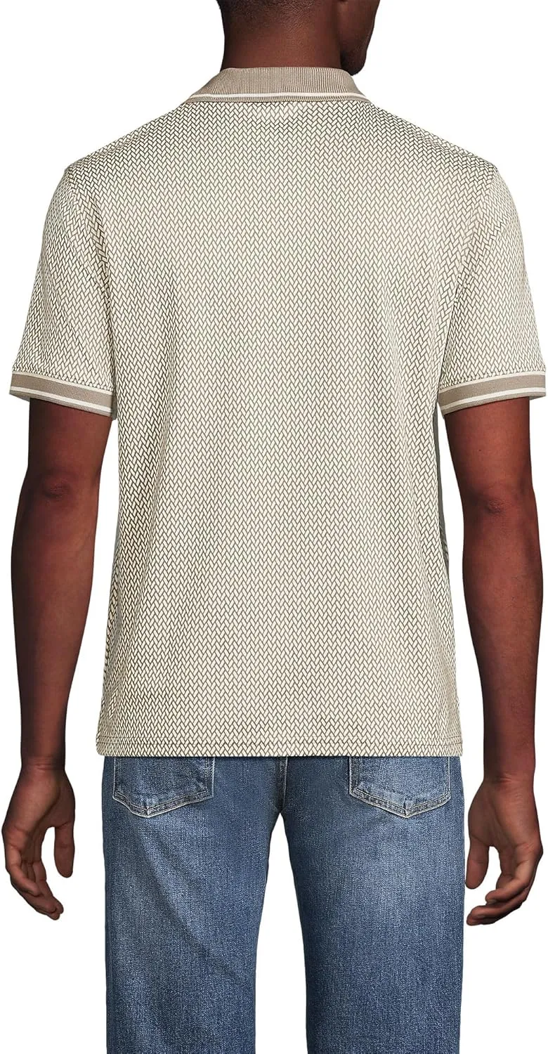 Lands' End Men's Short Sleeve Tipped Welt Pocket American-Grown Supima Cotton Polo