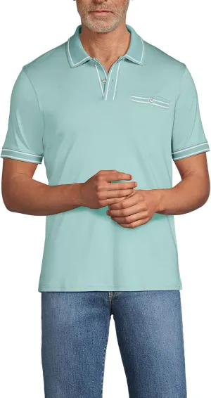 Lands' End Men's Short Sleeve Tipped Welt Pocket American-Grown Supima Cotton Polo