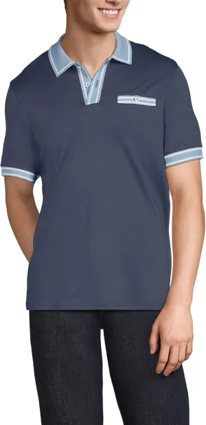 Lands' End Men's Short Sleeve Tipped Welt Pocket American-Grown Supima Cotton Polo
