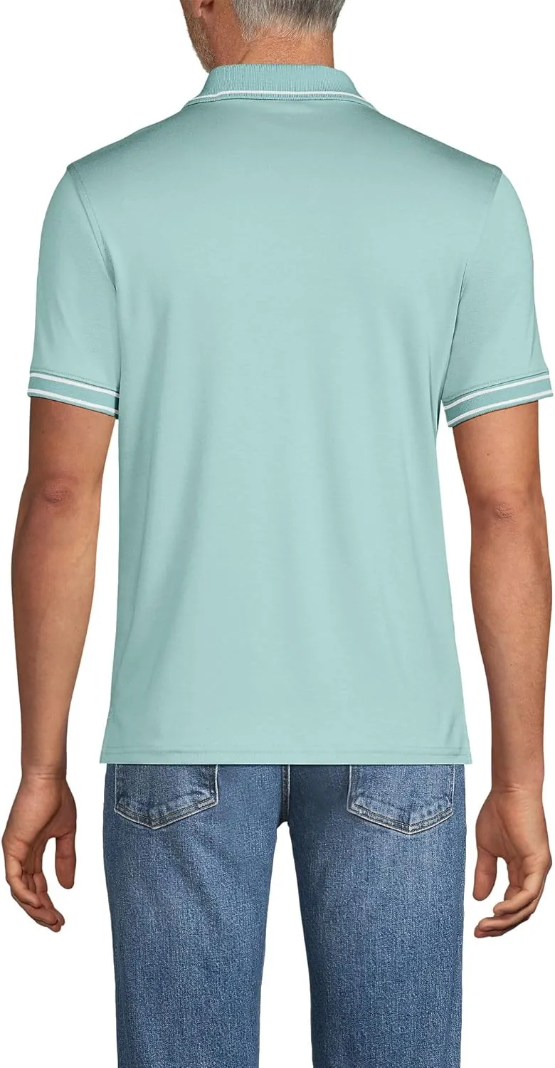 Lands' End Men's Short Sleeve Tipped Welt Pocket American-Grown Supima Cotton Polo