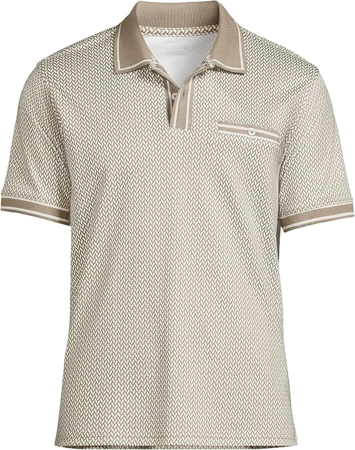 Lands' End Men's Short Sleeve Tipped Welt Pocket American-Grown Supima Cotton Polo
