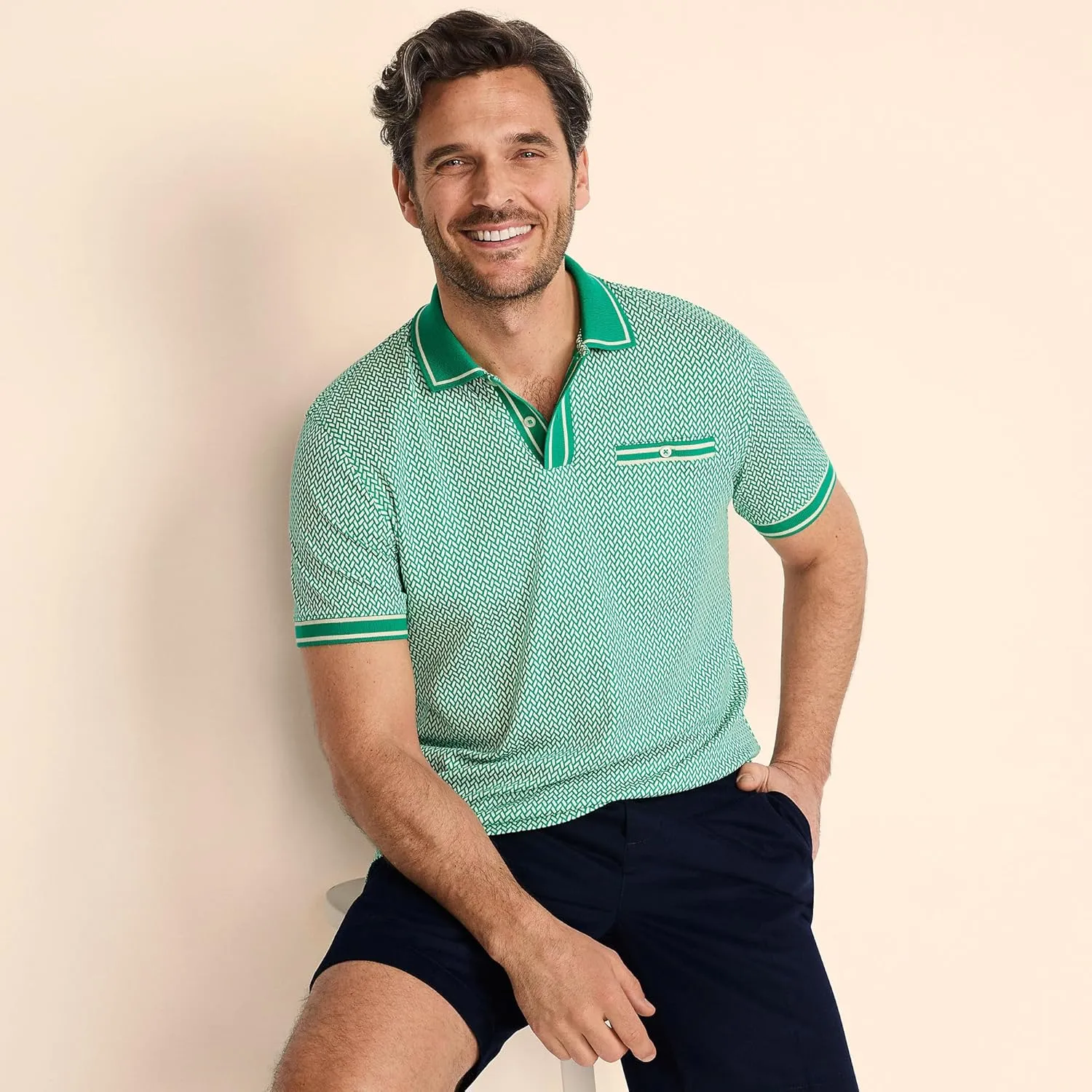 Lands' End Men's Short Sleeve Tipped Welt Pocket American-Grown Supima Cotton Polo