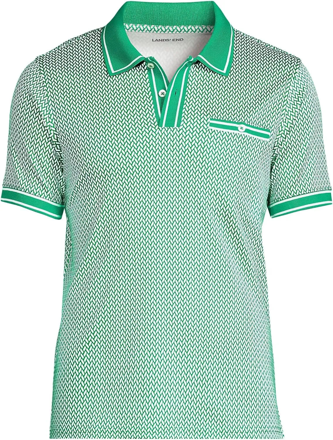 Lands' End Men's Short Sleeve Tipped Welt Pocket American-Grown Supima Cotton Polo