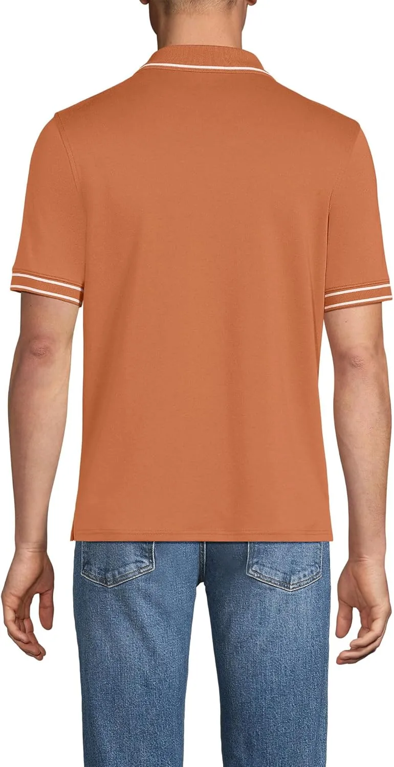 Lands' End Men's Short Sleeve Tipped Welt Pocket American-Grown Supima Cotton Polo
