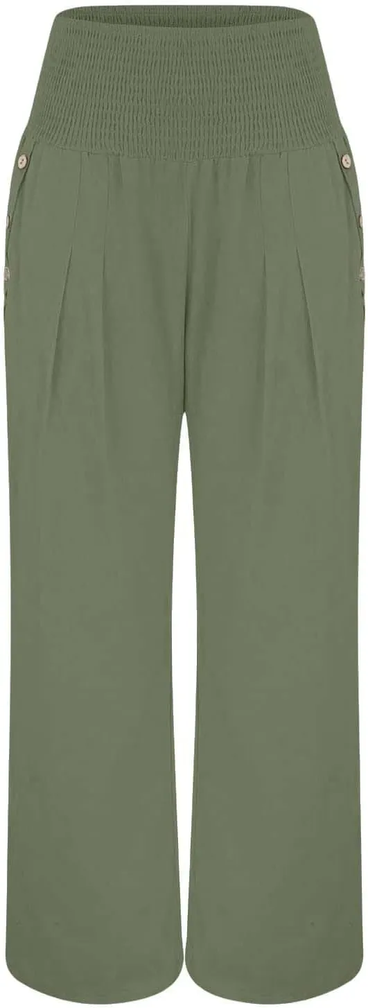 LCMTWX Flowy Pants for Women Solid Cotton and Pants with Pocket Long Pants with Pockets Pull On Pants for Women Womans