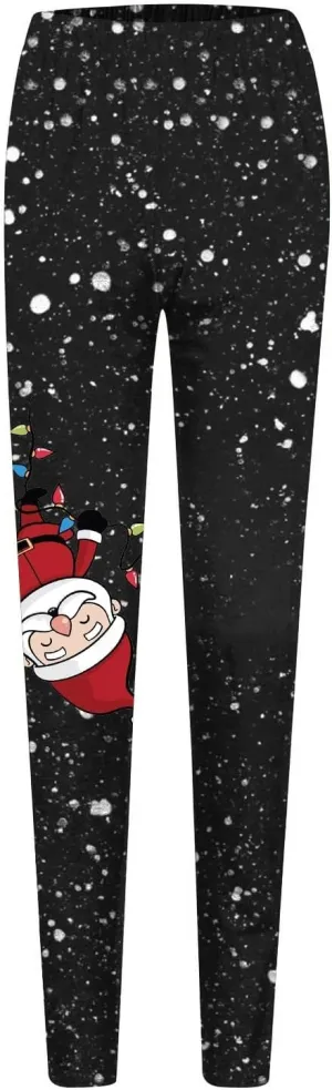 LCMTWX Womens Christmas Leggings Pants Casual Elastic Slim Long Boot Women Pants High Waisted Workout Pants