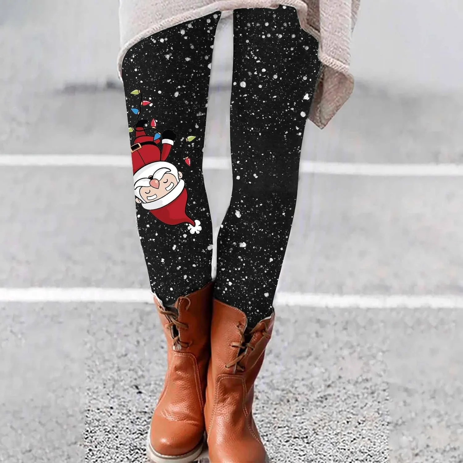 LCMTWX Womens Christmas Leggings Pants Casual Elastic Slim Long Boot Women Pants High Waisted Workout Pants