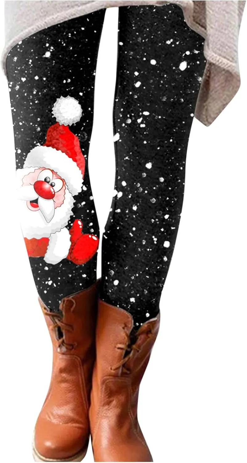 LCMTWX Womens Christmas Leggings Pants Casual Elastic Slim Long Boot Women Pants High Waisted Workout Pants