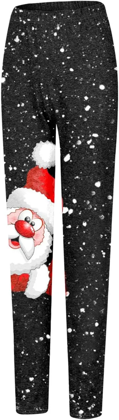 LCMTWX Womens Christmas Leggings Pants Casual Elastic Slim Long Boot Women Pants High Waisted Workout Pants