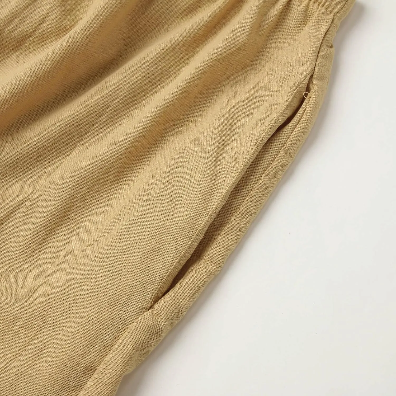 Linen Pants Women Beach Boho Wide Leg Drawstring White Cotton Linen Palazzo Flowy Pants Resort Wear for Women 2025
