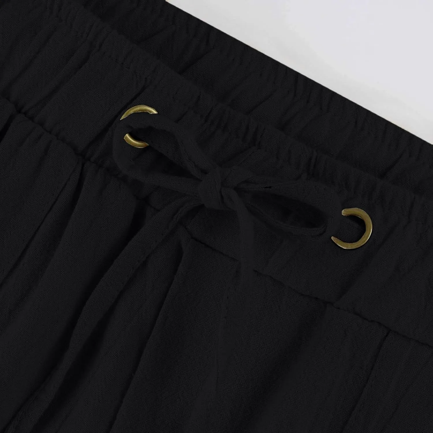 Linen Pants Women Straight Leg Low Rise Lounge Palazzo Capri Pants Summer Drawstring Casual Work Pants Trousers 2025