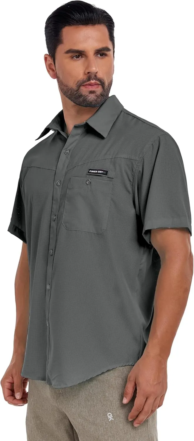 Little Donkey Andy Men's Breathable UPF 50 Shirt, Lightweight Short Sleeve Button Down Shirts for Fishing Hiking