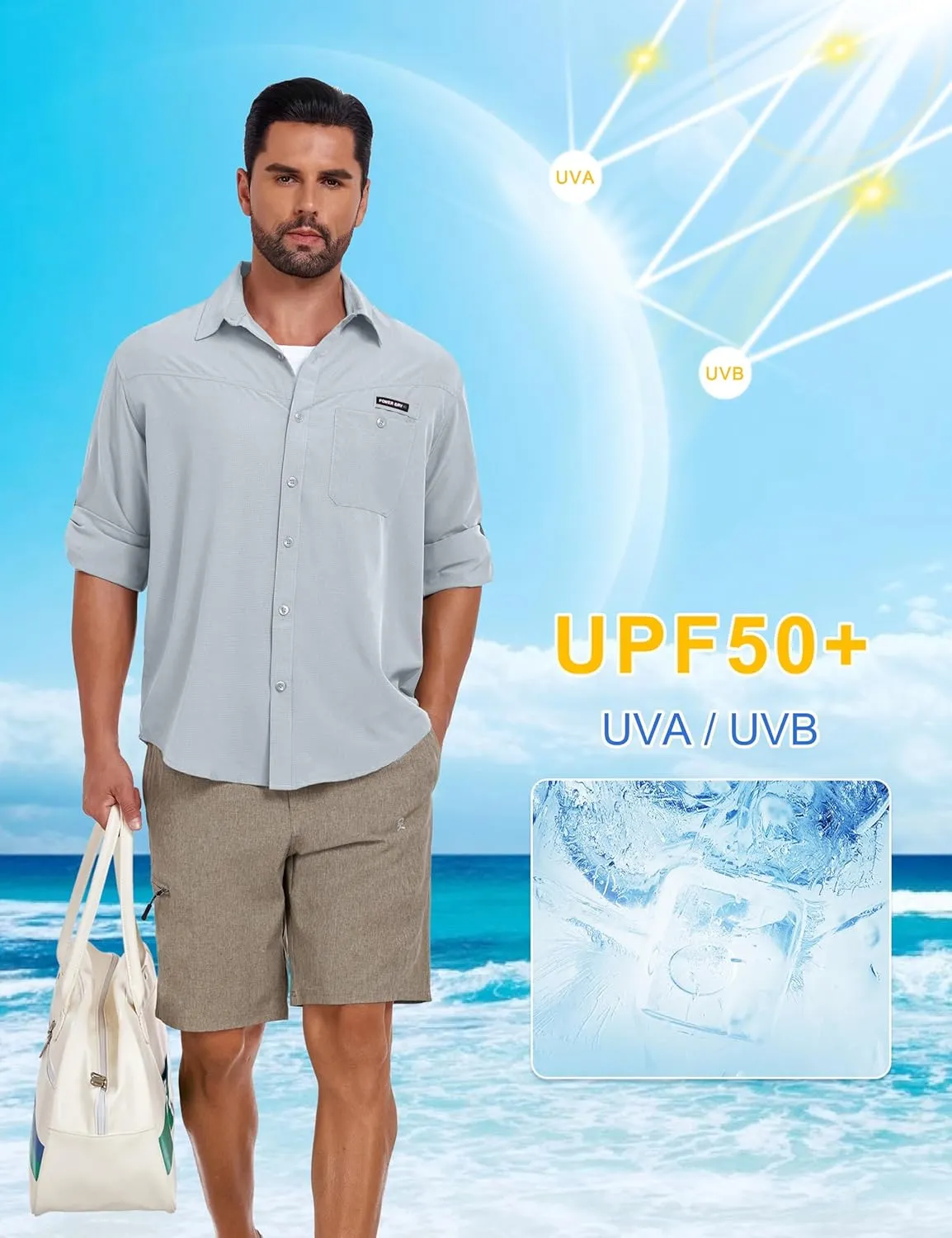 Little Donkey Andy Men's UPF 50 UV Protection Shirt, Breathable Long Sleeve Fishing Hiking Shirts, Quick Dry