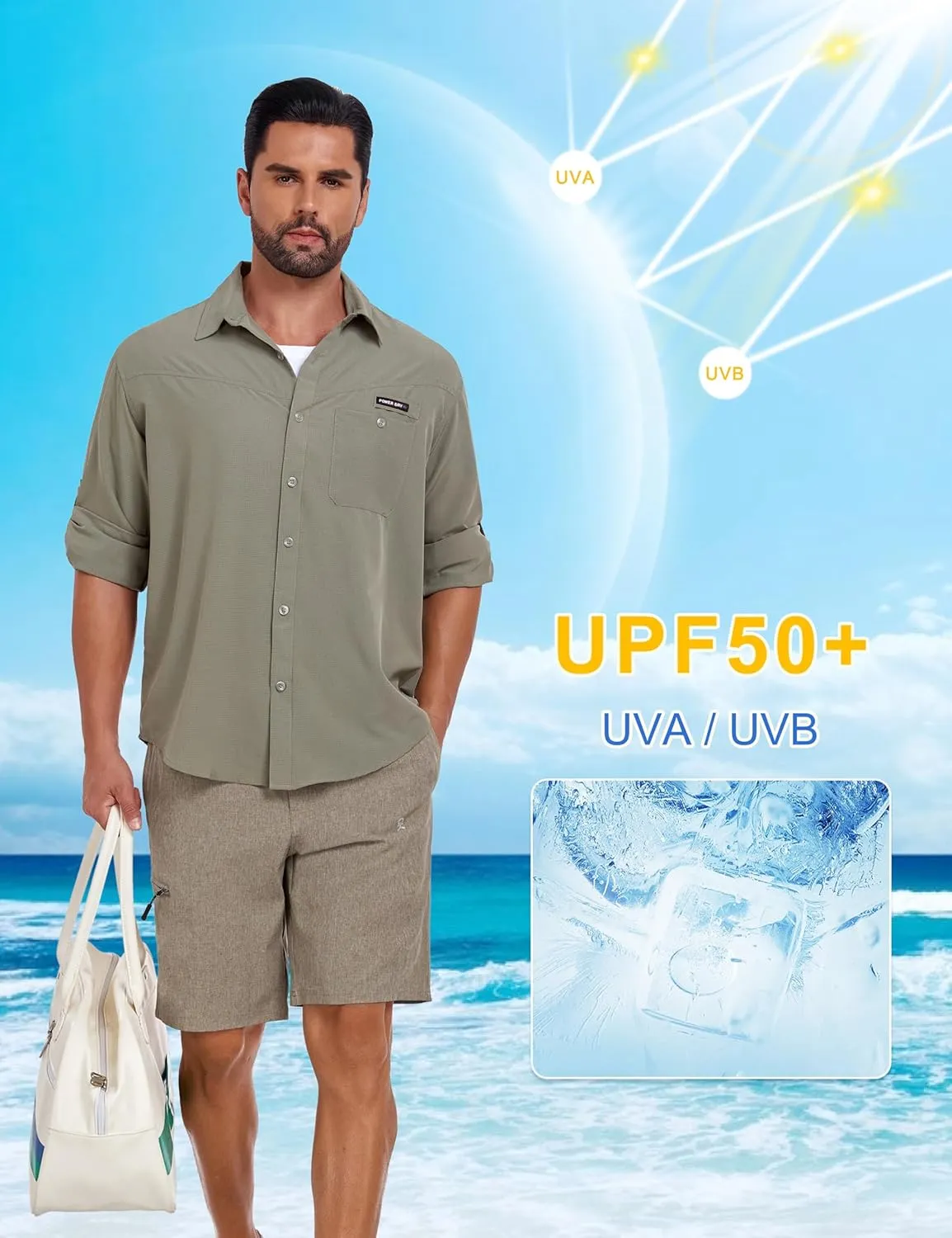 Little Donkey Andy Men's UPF 50 UV Protection Shirt, Breathable Long Sleeve Fishing Hiking Shirts, Quick Dry