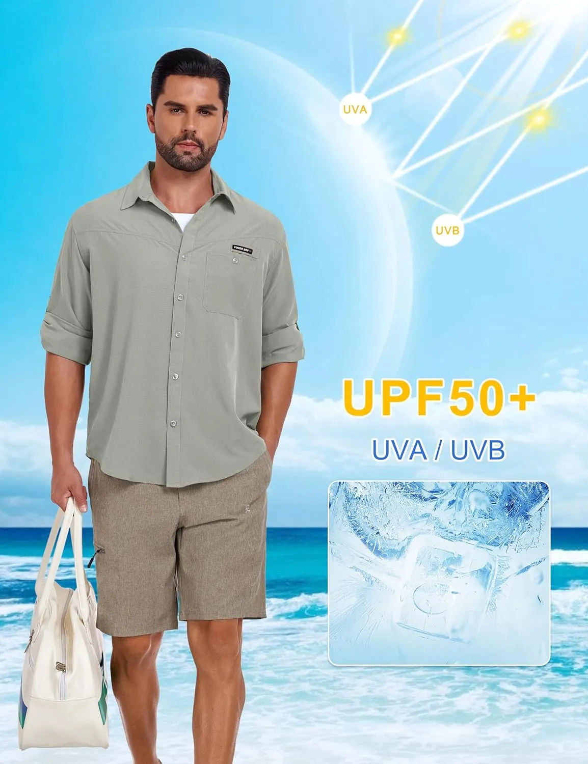 Little Donkey Andy Men's UPF 50 UV Protection Shirt, Breathable Long Sleeve Fishing Hiking Shirts, Quick Dry