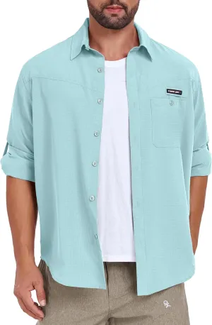 Little Donkey Andy Men's UPF 50 UV Protection Shirt, Breathable Long Sleeve Fishing Hiking Shirts, Quick Dry