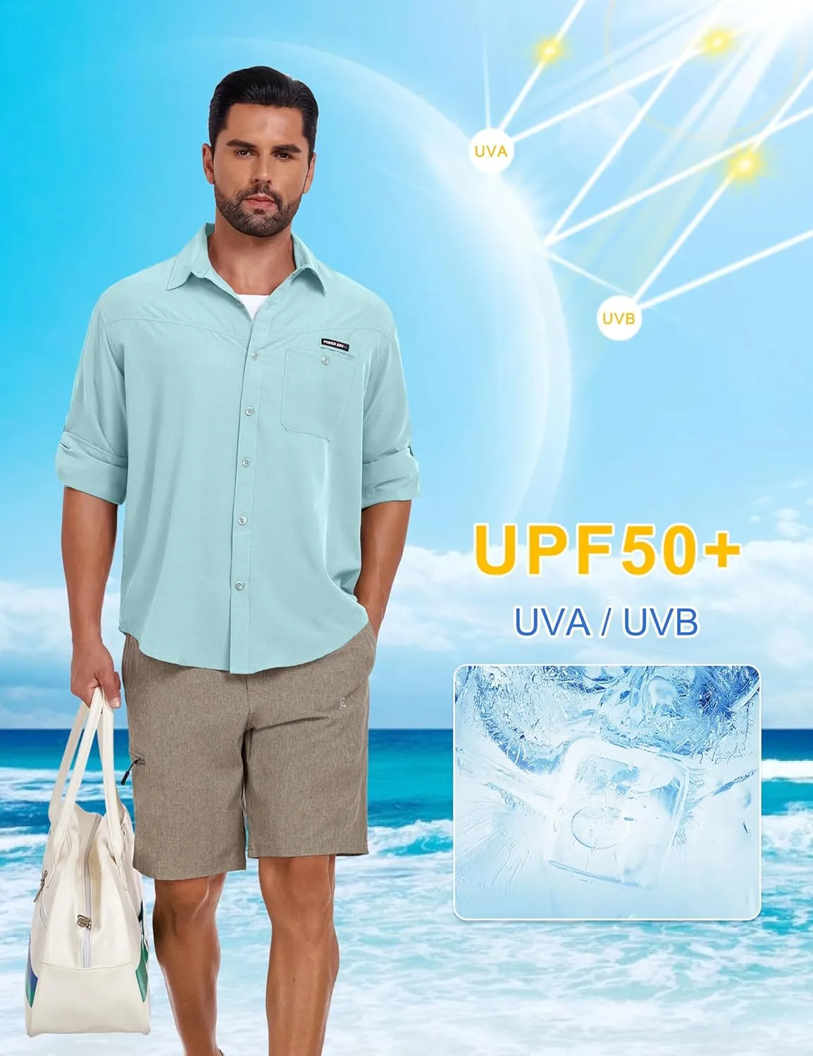 Little Donkey Andy Men's UPF 50 UV Protection Shirt, Breathable Long Sleeve Fishing Hiking Shirts, Quick Dry