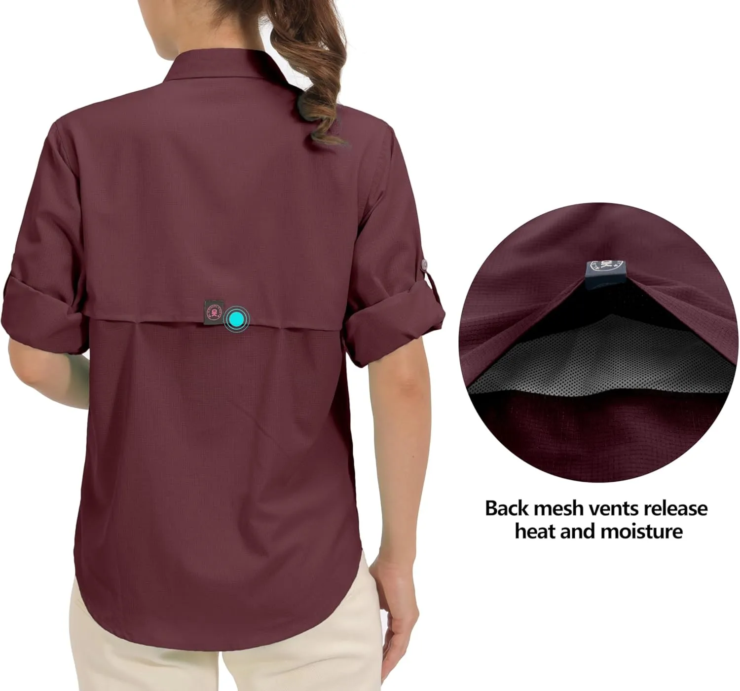 Little Donkey Andy Women's UPF 50 UV Protection Shirt, Breathable Long Sleeve Fishing Hiking Shirts, Quick Dry