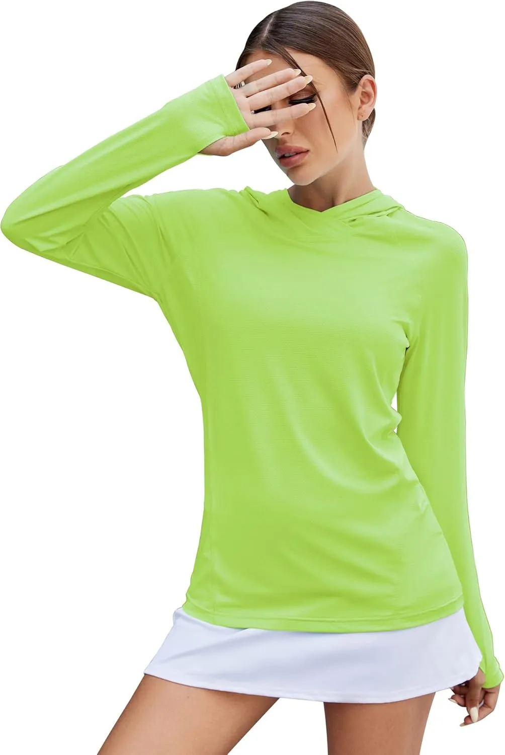 LUYAA Women's UPF 50  Sun Protection Hoodie Breathable Stretch Hiking Shirts Long Sleeve for Running Outdoor Workout