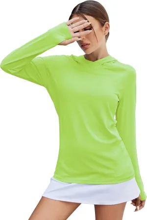 LUYAA Women's UPF 50  Sun Protection Hoodie Breathable Stretch Hiking Shirts Long Sleeve for Running Outdoor Workout
