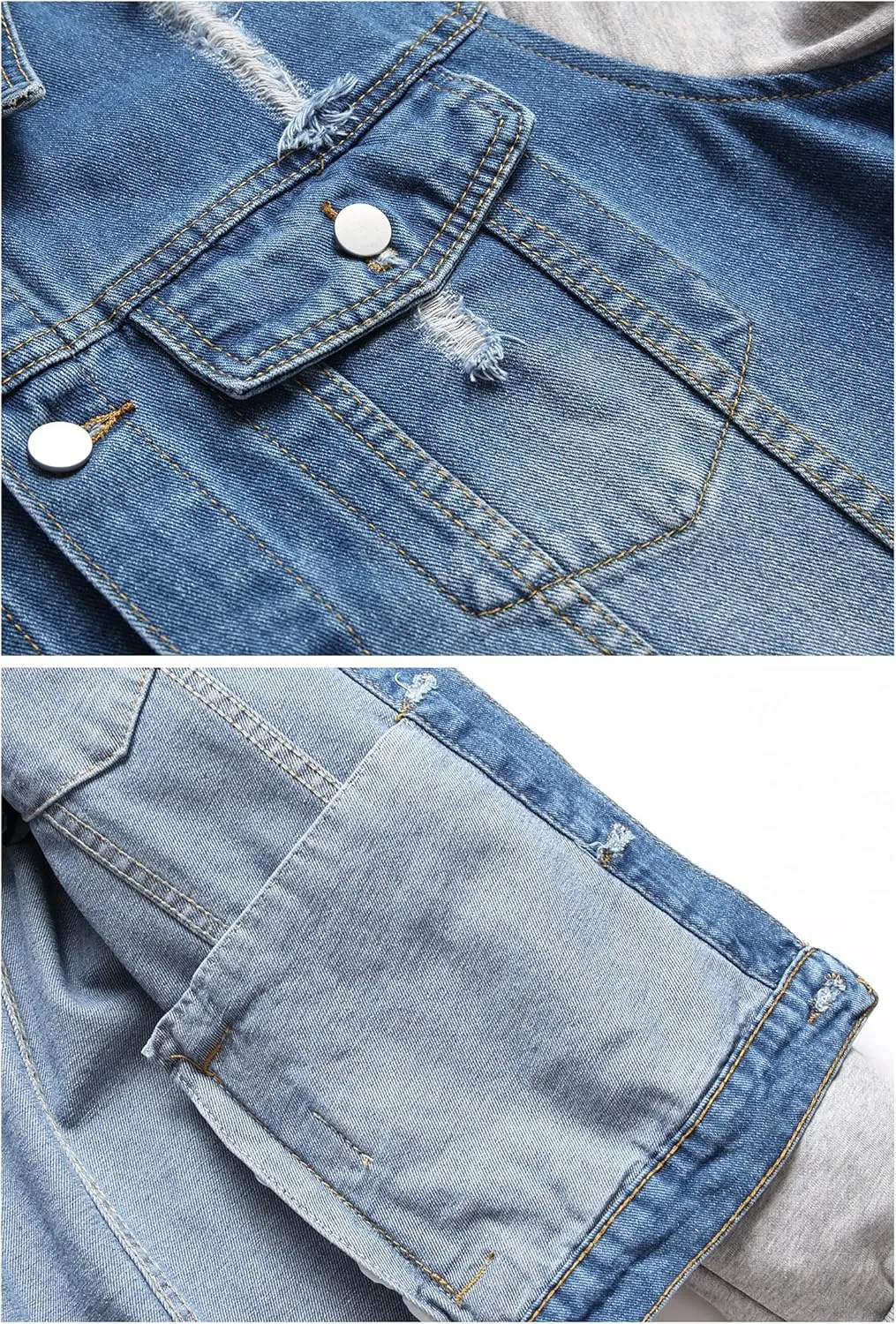 LZLER Hoodie Jean Jacket for Men,Casual Slim Fit Men's Denim Jacket with Hood