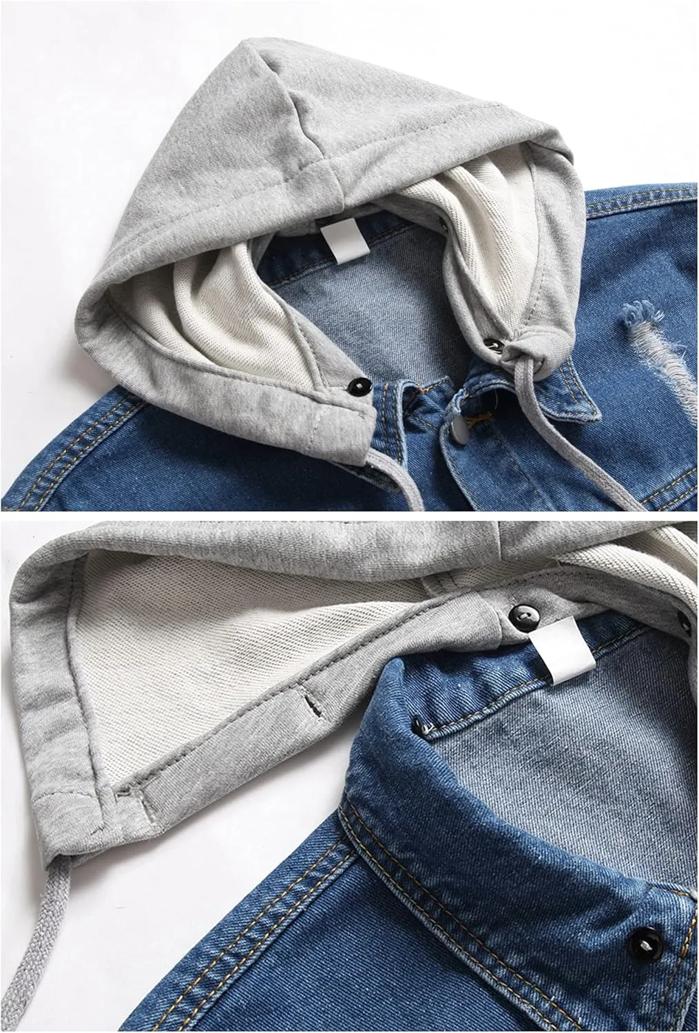 LZLER Hoodie Jean Jacket for Men,Casual Slim Fit Men's Denim Jacket with Hood