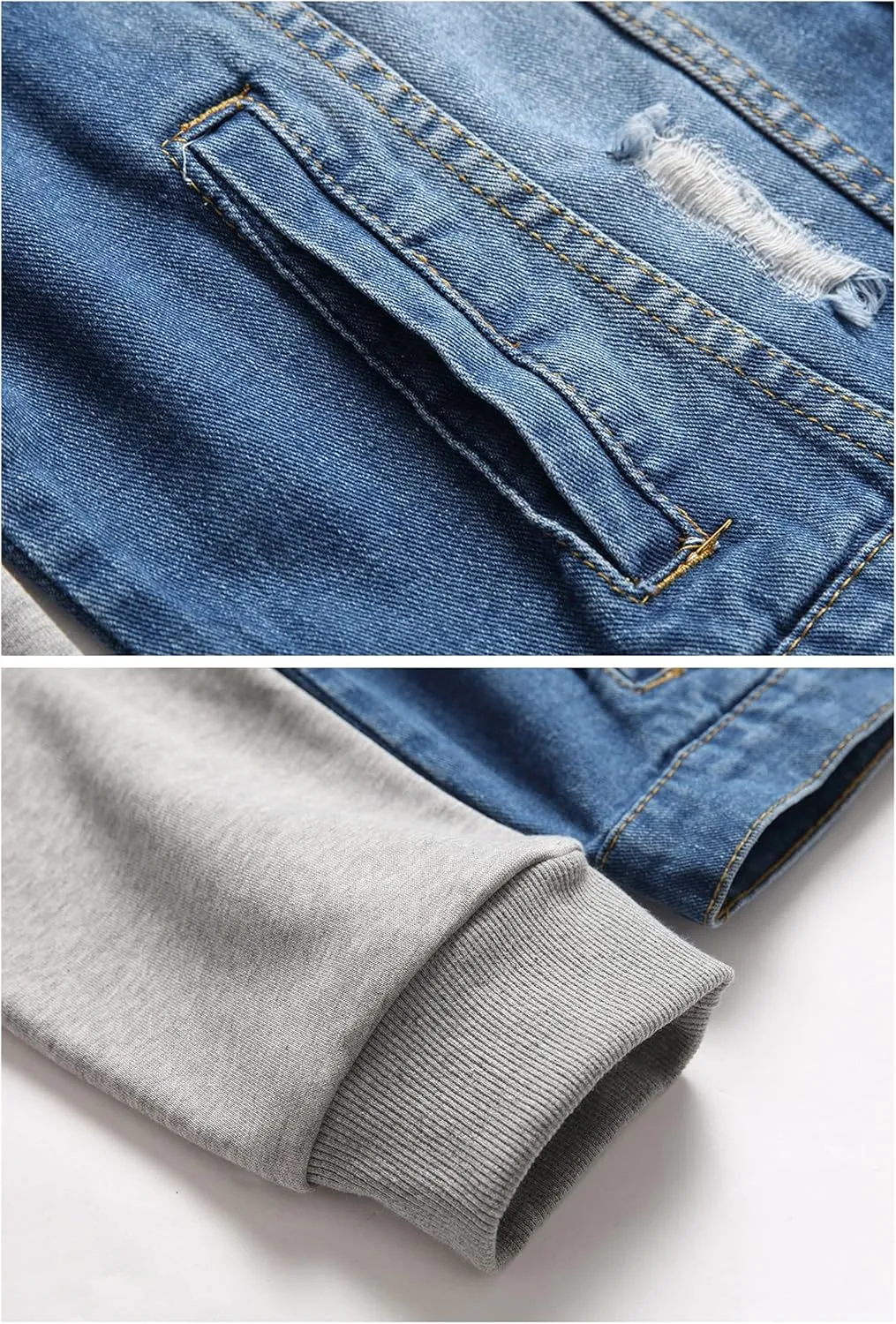 LZLER Hoodie Jean Jacket for Men,Casual Slim Fit Men's Denim Jacket with Hood