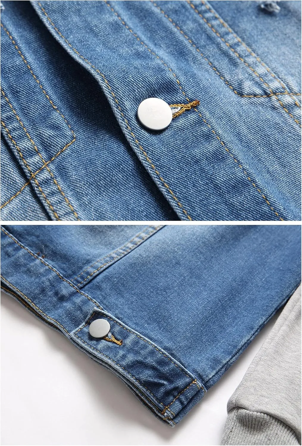 LZLER Hoodie Jean Jacket for Men,Casual Slim Fit Men's Denim Jacket with Hood