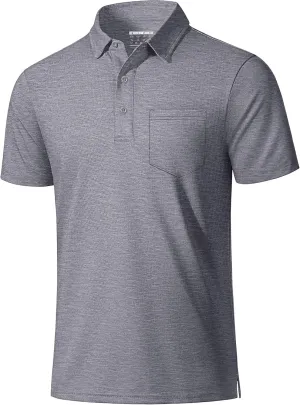 MAGCOMSEN Men's Short-Sleeve Golf Polo Shirts 3-Button Quick Dry Polo Athletic Casual Collared T-Shirt with Pocket