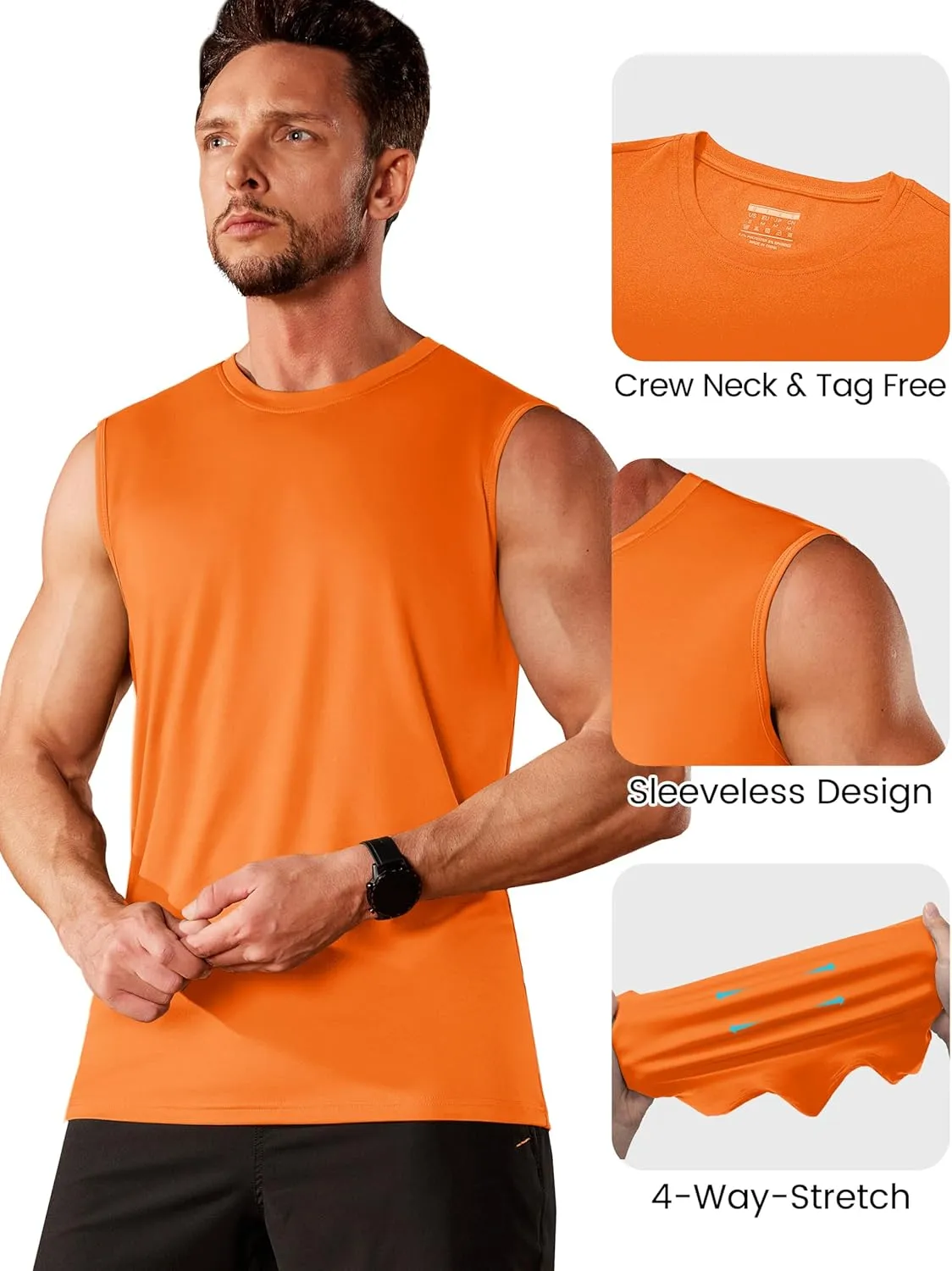 MAGCOMSEN Men's UPF 50  Tank Tops Quick Dry Workout Gym Sleeveless Muscle Shirts Summer Beach Swim Shirt