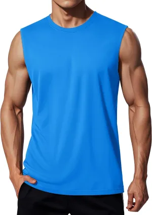 MAGCOMSEN Men's UPF 50  Tank Tops Quick Dry Workout Gym Sleeveless Muscle Shirts Summer Beach Swim Shirt