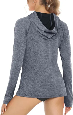 MAGCOMSEN Women's Sun Protection Hoodie Shirts UPF 50  Long Sleeve Top Quick Dry Lightweight for Hiking Athletic